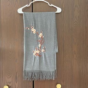 No brand gray lightweight wool blend long shawl.
